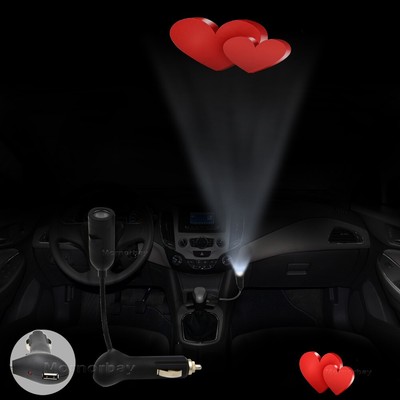 1x Love Heart Car Cigarette Inside Roof LED Laser Projector Ghost Shadow Light
