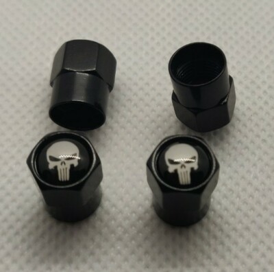 4x Punisher Skull Ventilkappen, Ventildeckel für PKW Motorrad, Valve Caps