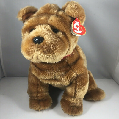 TY Classic Plush - SHANTOU the Brown Dog (9.5 inch) Plush Toy NEW MWMTs Retired