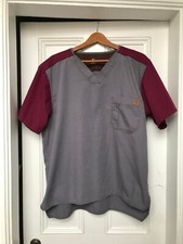 Men s Carhartt Scrub Top Size Large Gray Maroon Nurse Doctor Workwear
