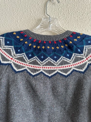 Hanna Andersson Fair Isle Cardigan Sweater Size 8 Girls Gray/Multi Dressy Casual - Picture 7 of 7