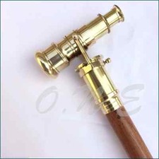 Vintage Style Brass Telescope Handle Walking Cane Victorian Wooden Stick Cane