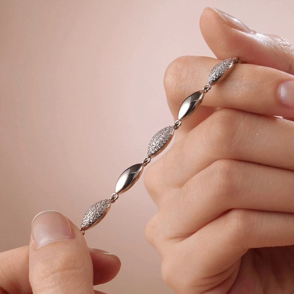 Silver platinum made with SWAROVSKI crystal link chain Spindle tennis bracelet Foto 2 de 4