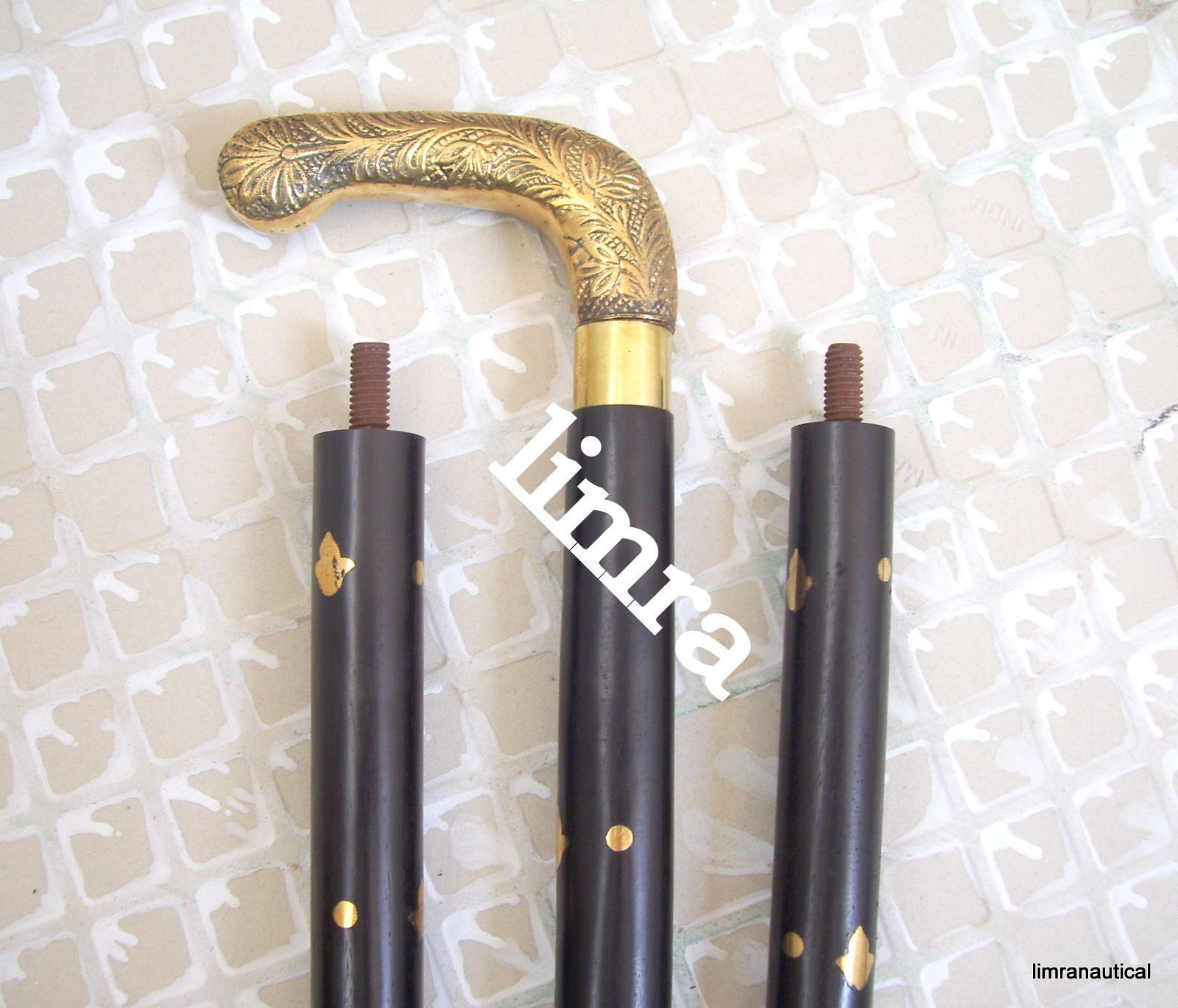 WOLF HANDLE WALKING STICK CANE SOLID BRASS HANDLE… - image 5