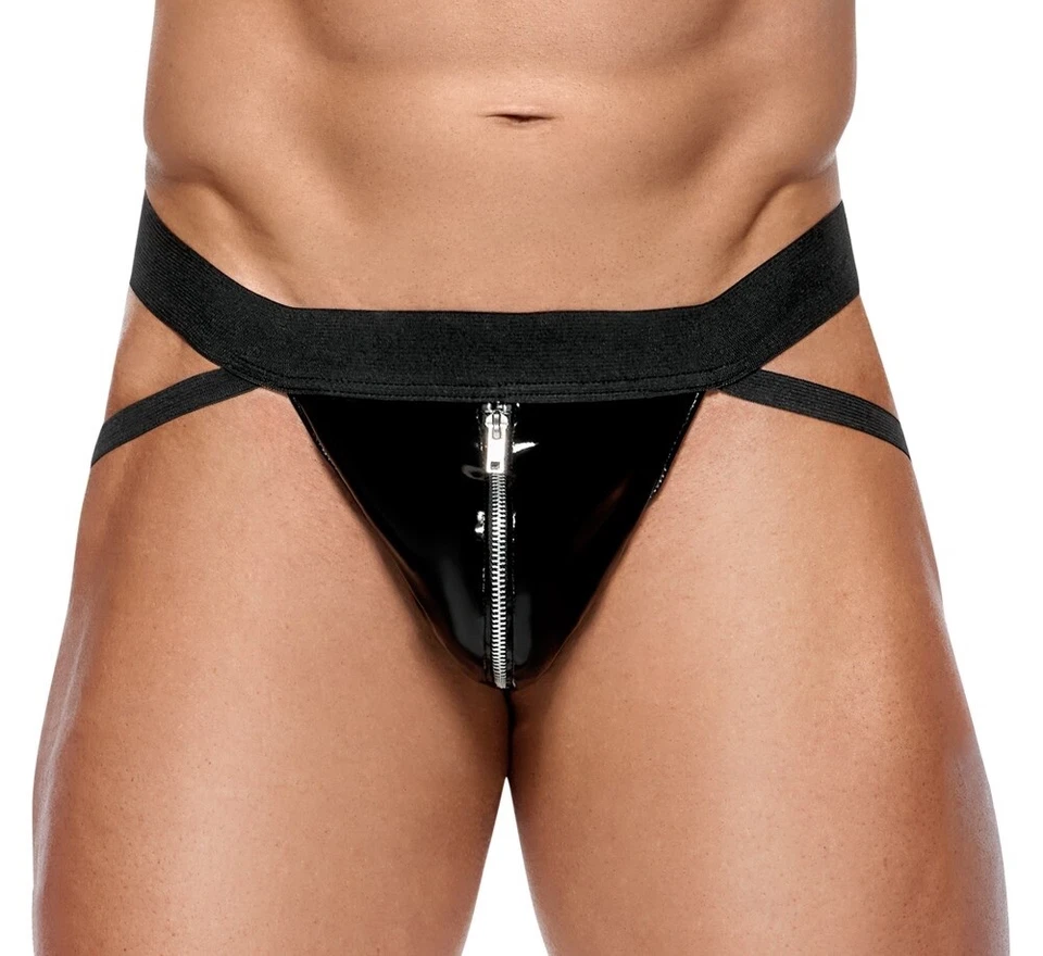 Sexy Lack Jockstrap Herren Unterwäsche Schwarz Fetish Gay Pride BDSM Slave Look - Bild 4 von 4