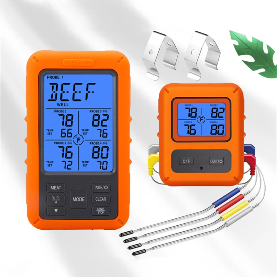 Bratenthermometer Digital Funk Grillthermometer Fleisch Thermometer mit 4-Fühler - Bild 4 von 4