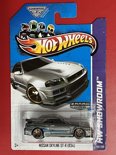 Hot Wheels R34 Nissan Skyline GT-R ZAMAC EDITION VHTF w/ PROTECTOR 2012 Showroom - Picture 3 of 7