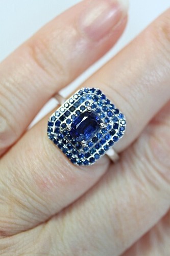 Silver Ring Kyanite Sapphire Genuine Mined Gems Solid Sterling Size P 1/2 US 8 - Picture 14 of 24
