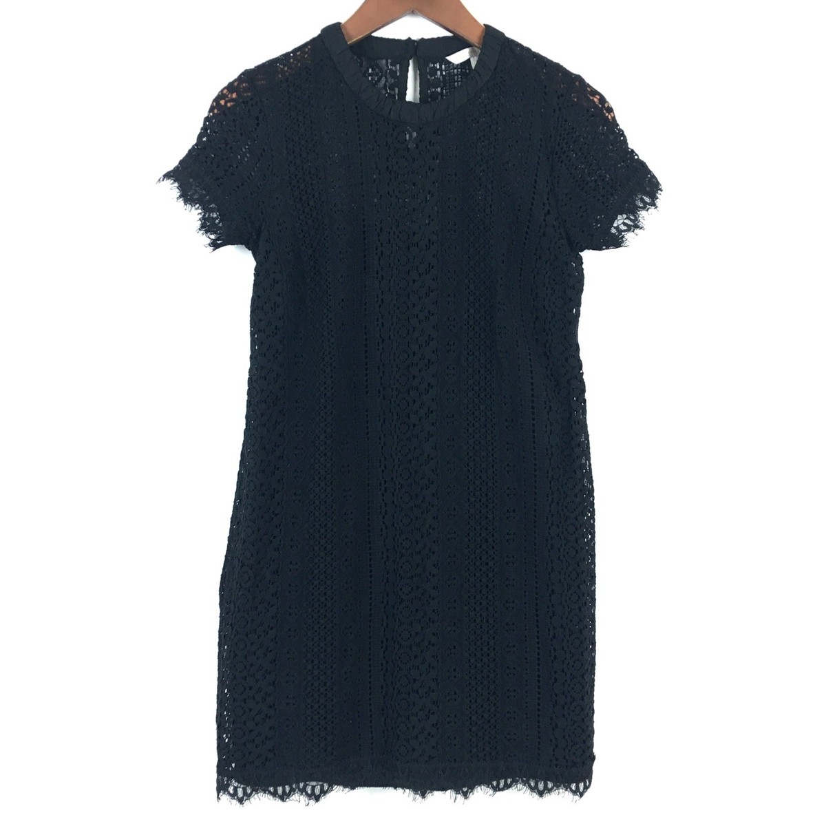 LC Lauren Conrad Dress 4 Black Sheath Lace Short Sleeve Knee Length LC Lauren Conrad Dress 4 Black Sheath Lace Short Sleeve Knee Length
