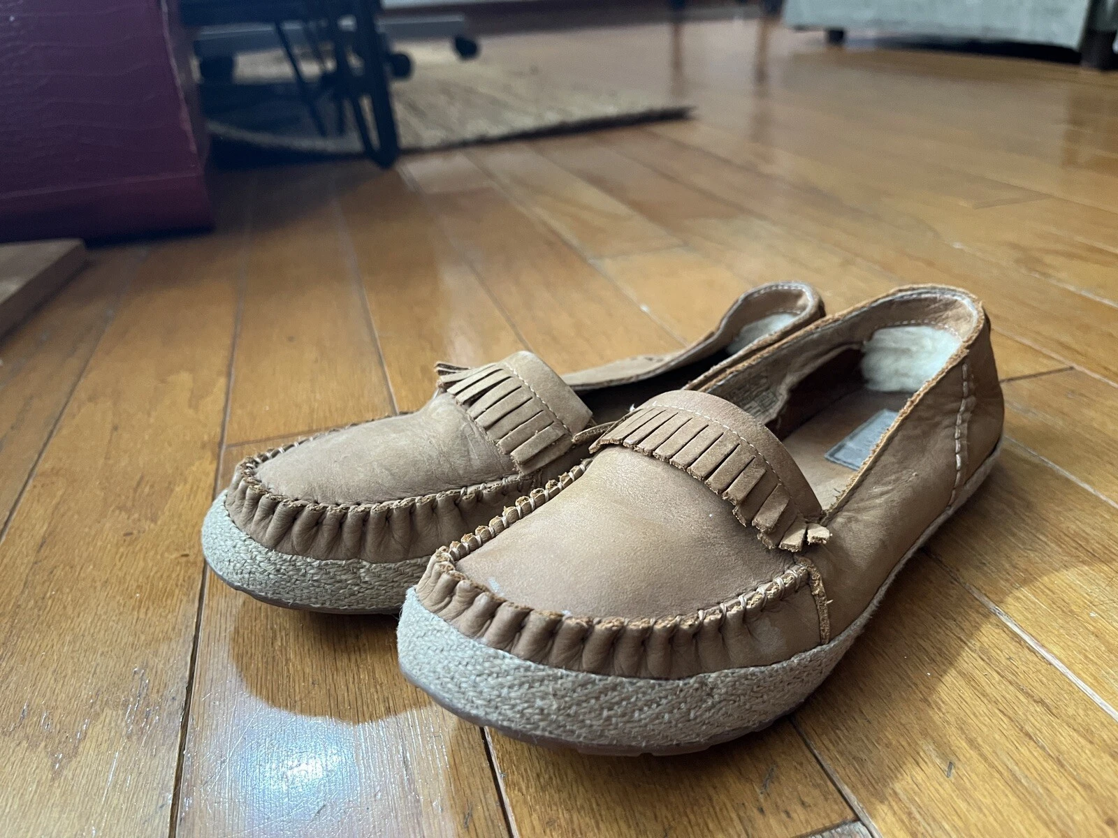 Scarpe mocassino UGG 1002892 Marrah Kiltie beige pelle scamosciata slip on donna 6 5