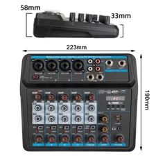 6 Channel Live Studio Audio Mixer USB Bluetooth DJ Sound Mixing Console Amplifie