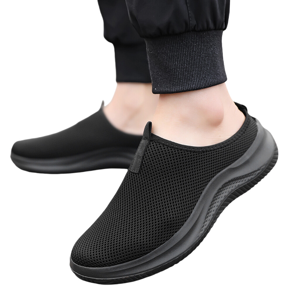 SAOLA Mezze Ciabatte Uomo Rete Traspirante Antiscivolo Suola Morbida Scarpe da Passeggio Piatte (Nero 46)