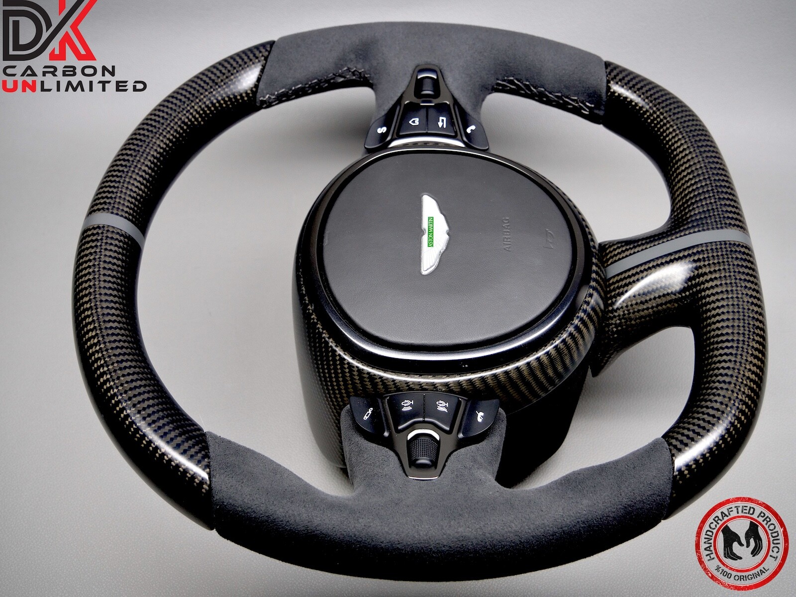 Aston Martin DBS Vantage DB11 8mm Gray Ring Satin Matte Carbon Steering Wheel v4