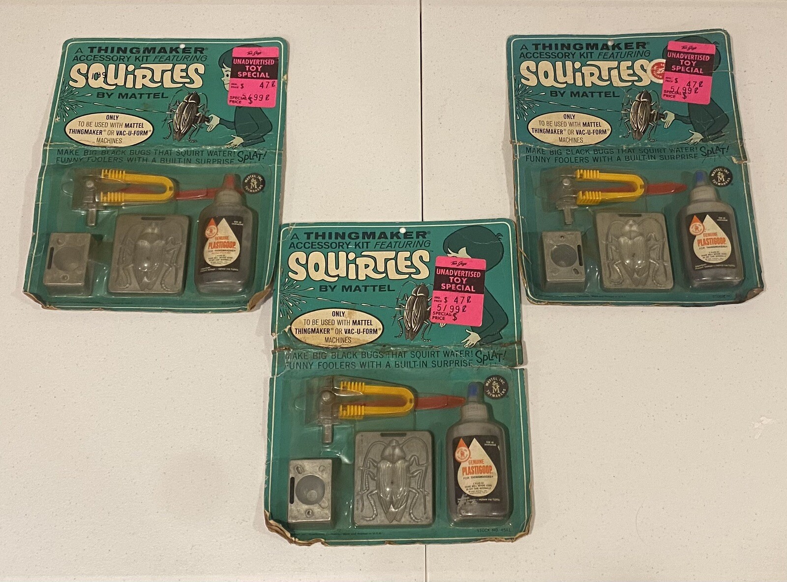 SQUIRTLES MATTEL THINGMAKER ACCESSORY KIT (3) 1967 ON CARD CREEPY
