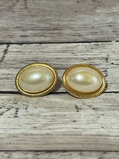 Vintage Signed NAPIER Gold-tone, pearl like earrings