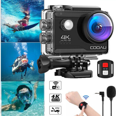 Action Cam 4K, Unterwasserkamera 40M Wasserdicht 20MP EIS Bildstabilisierun 170°