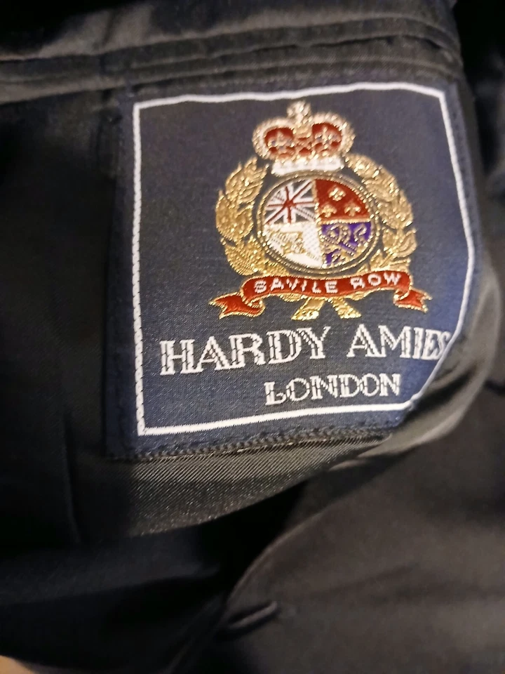 Chaqueta de Esmoquin Hardy Amies London Para Hombre Negra 2 Piezas 48R y Pantalones 38L/100% Lana Foto 4 de 4