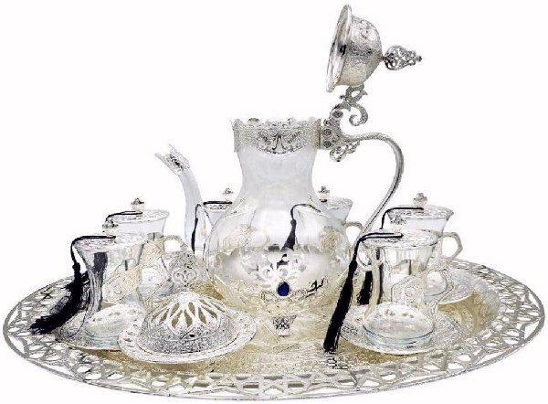Traditional Ottoman Style Turkish Tea Set for 6 (Silver) | eBay