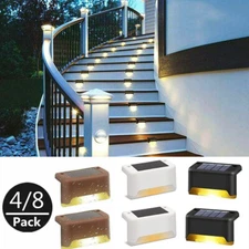 4/8 Pcs Solar LED Deck Lights Outdoor Path Garden Pathway Stairs Step Fence Lamp