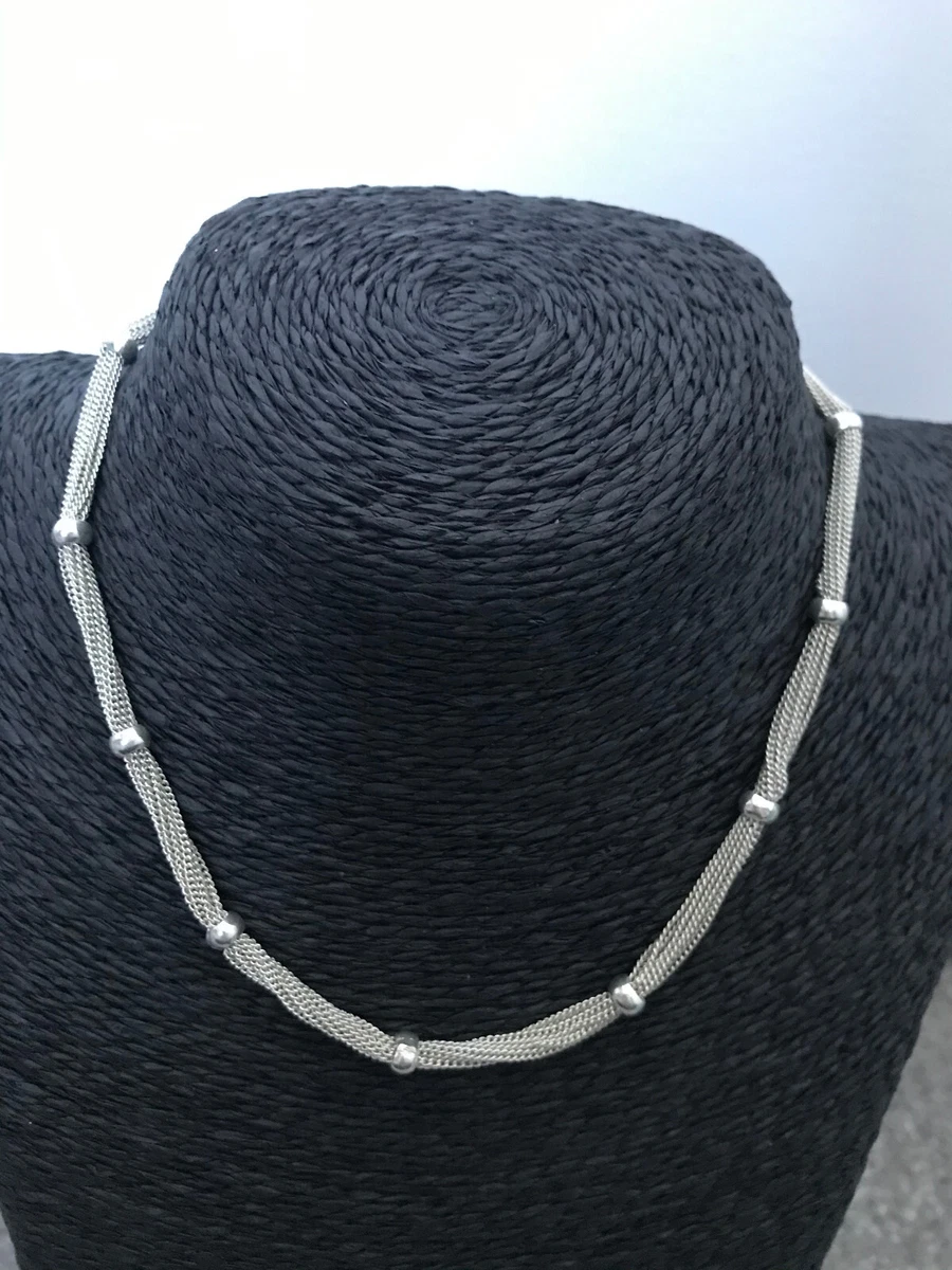 Marks And Spencer M S Silver Plated Mesh Multi Strand Ball Necklace Tapered