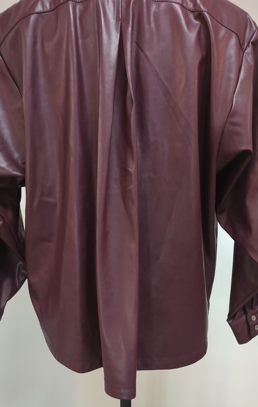 Anthropologie Burgundy Faux Leather Shirt Size XL - image 10