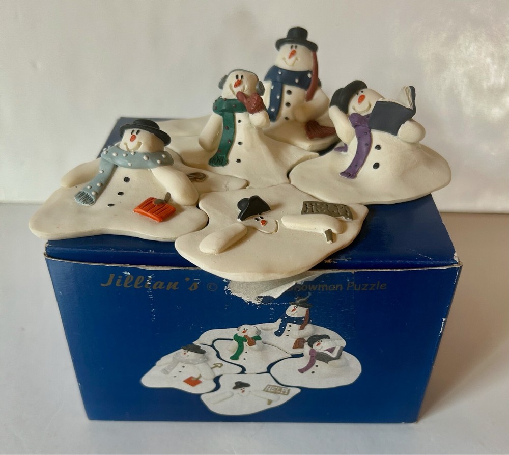 Vintage Jillains Melting Snowman Puzzle Decor with Original Box