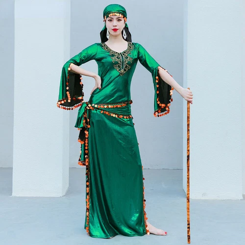 VETEMENTS Accappatoio danza del ventre paillettes abito performance abiti gonna spaccata abito competizione