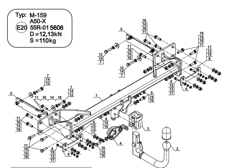 DETACHABLE Tow Bar For MERCEDES S-Class W222 Saloon (2013-) & NO 