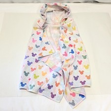 Vintage Disney Mickey Pastel Hooded Towel Bath Wrap Rainbow Kids Pool Beach