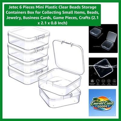 6 Pieces Mini Plastic Clear Beads Storage Containers Box for Collecting Small...