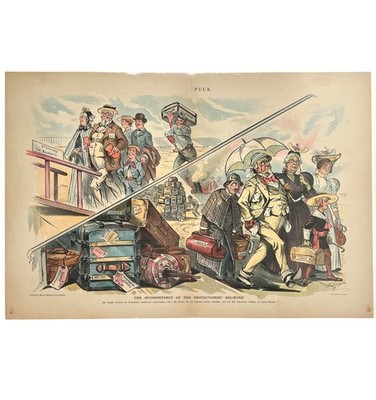 Original January 1, 1895 PUCK Chromolithograph Supplement Artist Louis Dalrymple