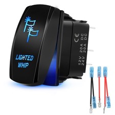 Lighted Whip Rocker Switch 5 Pin On Off Blue LED Light Bar Toggle 12V 20A