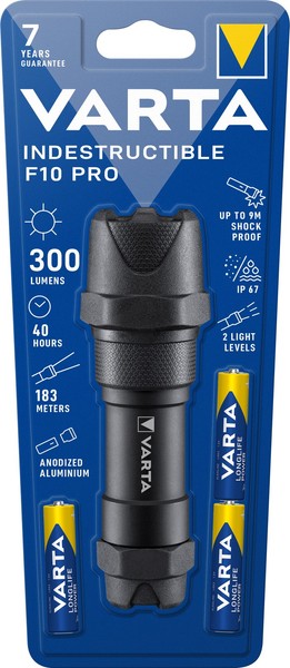 Varta Led Taschenlampe Professional Line, Indestructible 300Lm, Inkl. 3X Batteri-image