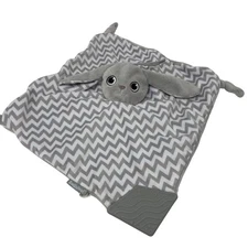 Booginhead Gray Bunny Rabbit Lovey Security Blanket Plush With Teether