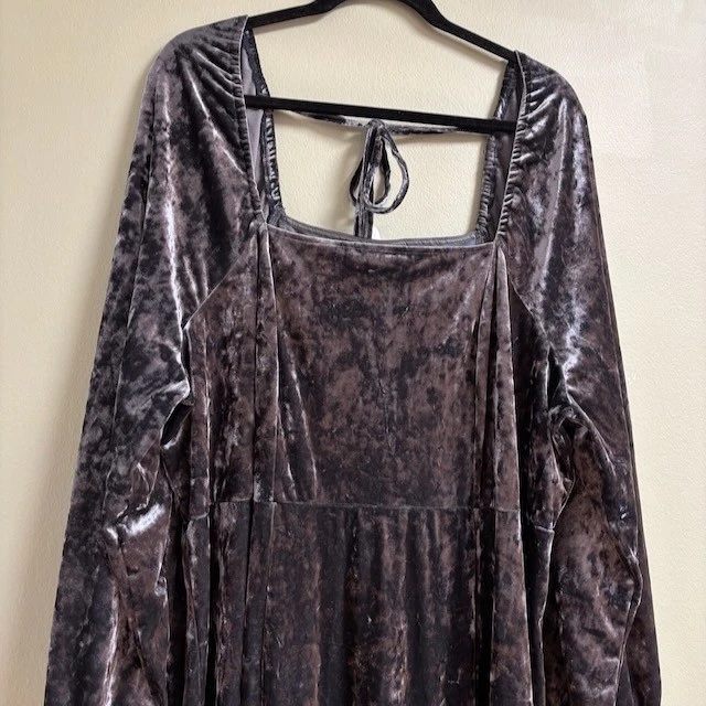 Vestido midi de terciopelo caprichoso para mujer AVA & VIV talla 2X cuello cuadrado salir fecha Foto 2 de 4