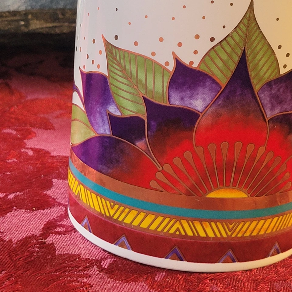 TAZA COLECCIONABLE LAUREL BURCH CELESTIAL LOTUS 4" COLORES VIVOS HECHA EN JAPÓN Foto 2 de 4