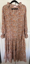 Pink Lily Women’s Boho Dress Maxi Orange Floral Flowy Sz XS Cottagecore Country