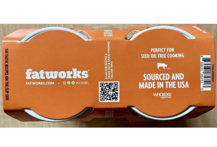 Grass-Fed Beef Pure Tallow Fatworks Premium Cooking Oil 14.1 Oz Jar 2 Pack,28 oz