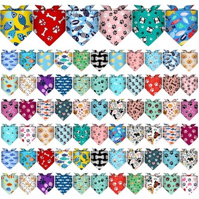 Summer Bandanas Triangle Scarf Bibs for Dogs Adjustable Pet Costume 72 PCS