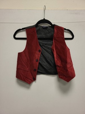 Nautica Boys Red Velvet Vest Size 5 Regular Formal Wedding Holiday Waistcoat
