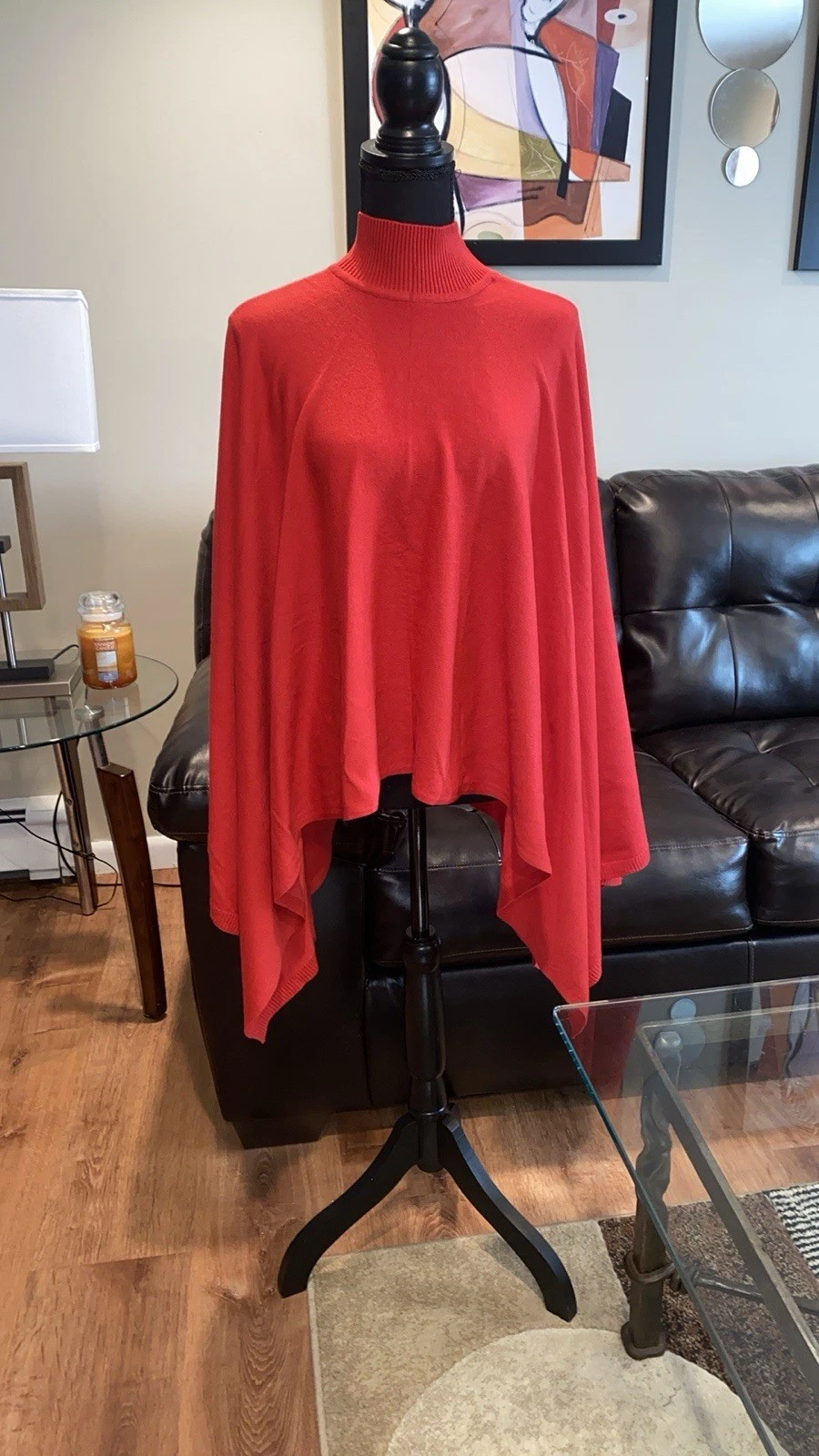 Lauren Ralph Lauren Red Mock Neck Poncho Sweater Cape Soft Cozy One Size
Opens in a new window or ta