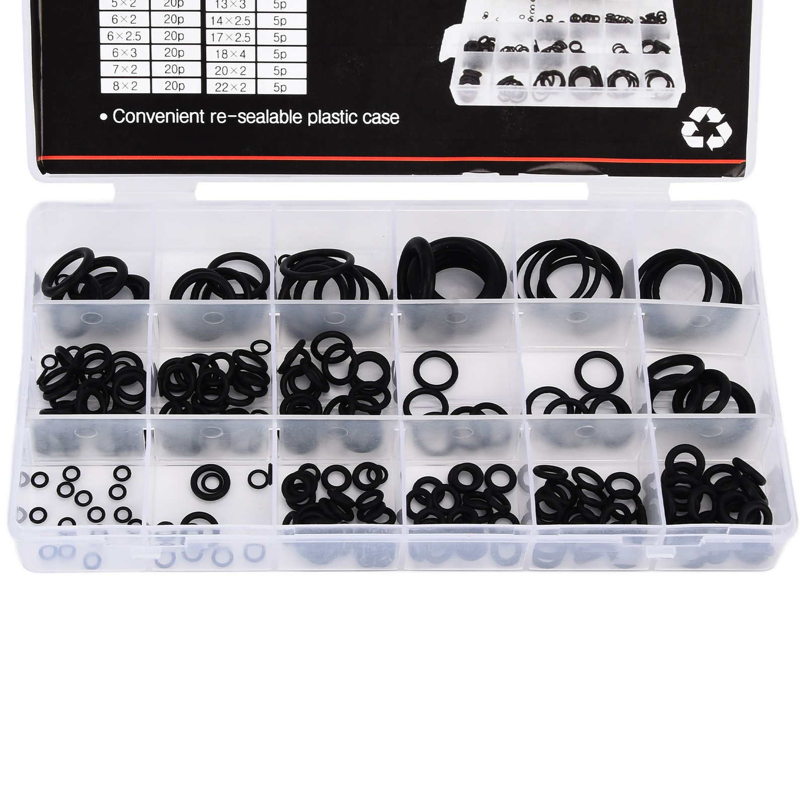 225PCS Rubber Assortment Kit O Shape Sealing Gasket Washer With Case For Power