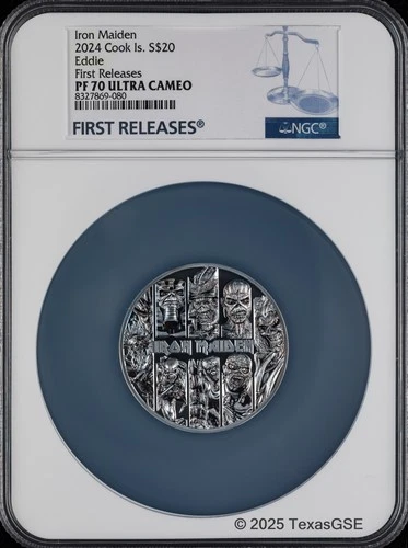 2024 Cook Islands 3oz Silver Iron Maiden Best of Eddie Black Proof NGC PF70 FR