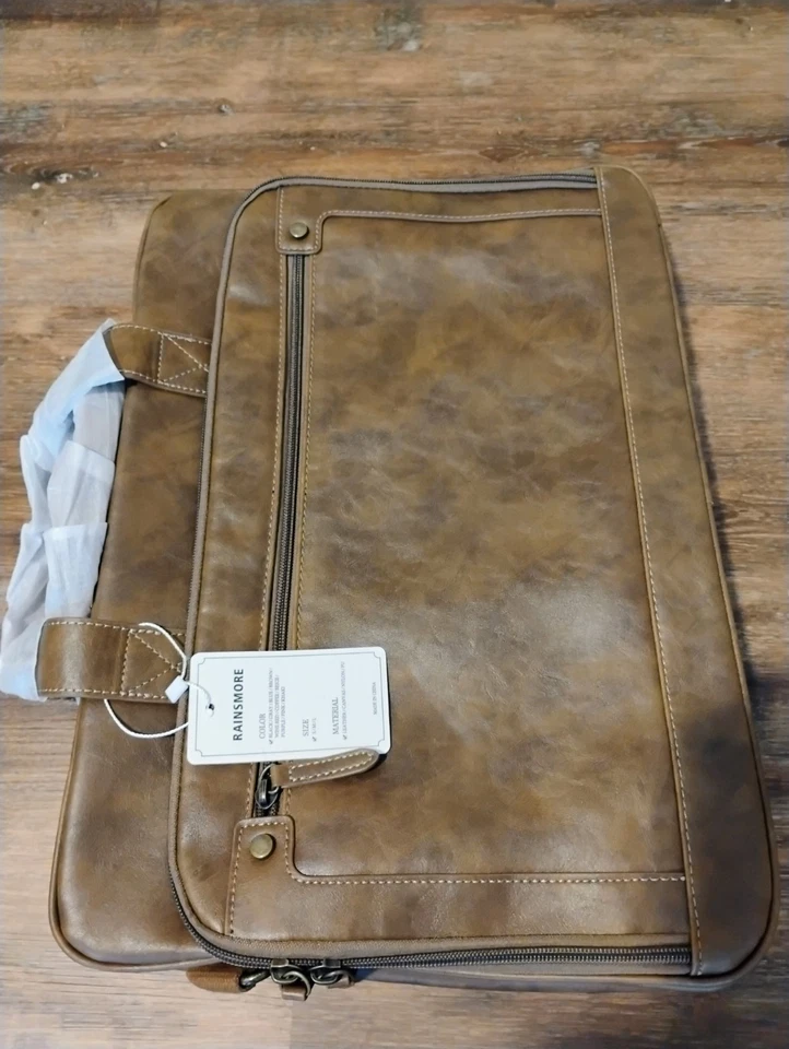Bolso para Laptop Rainsmore con Correa para el Hombro Estilo Vintage Cuero PU Marrón Nuevo con Etiquetas  Foto 2 de 4