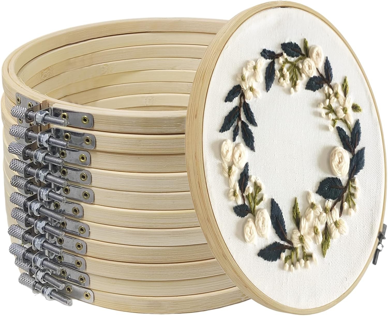 Hoop 8 Inch 12 Pieces, Circle Embroidery Hoops Bulk, Round L