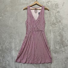 Old Navy Cross Front Dress Sz Med Purple White Flower Faux Wrap Sleeveless Rayon