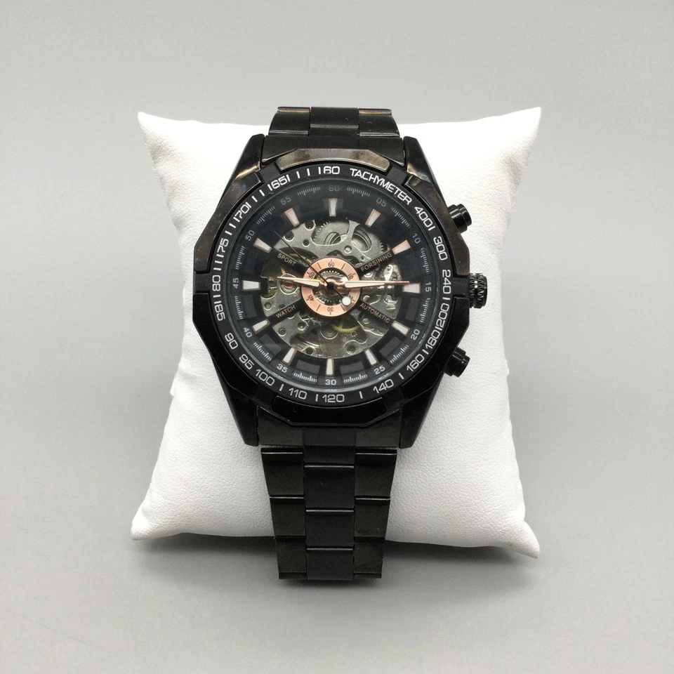 Reloj Deportivo Forsining Hombre 46mm Negro Taquímetro Esqueleto Automático 8.5" Foto 2 de 4