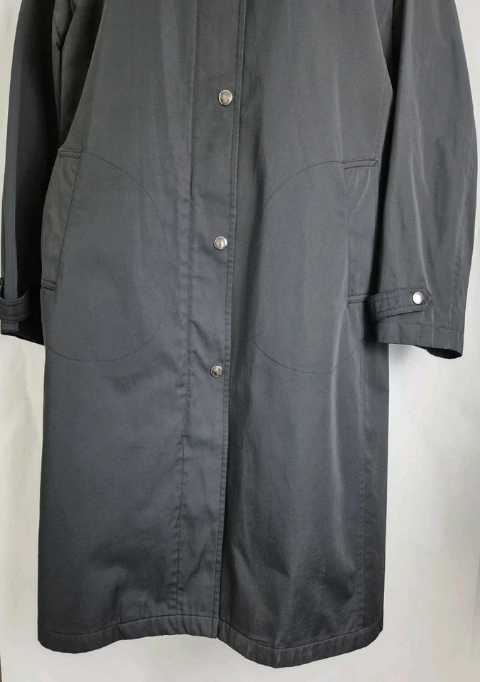 Abrigo chaqueta para mujer Kristen Blake negro con capucha cremallera completa forro a presión talla L Foto 3 de 4