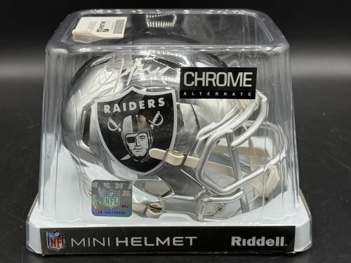 BO JACKSON Signed Chrome RAIDERS Mini Helmet Player COA and Original Box READ