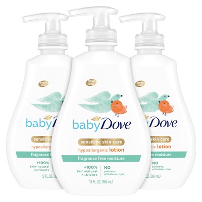 Fragrance Free Hypoallergenic Skin Moisturizer 13 Fl Oz Pack of 3 for Baby Skin